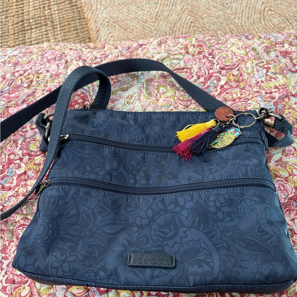 Sak Crossbody with colorful Owl Keychain with Tassels
